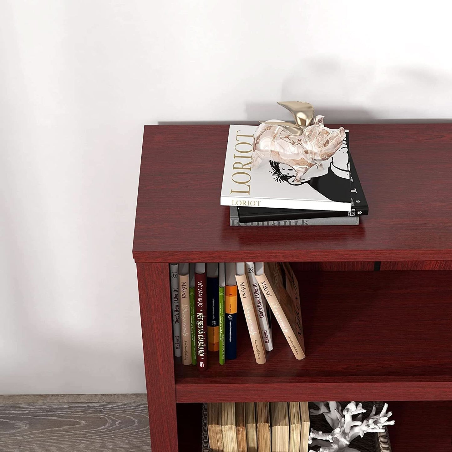 Cherry Wood Bookcase With Adjustable Shelves Home Office