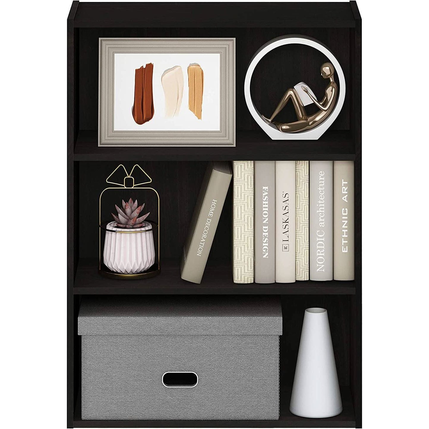 Pasir 3 Tier Open Shelf Bookcase In Espresso Finish