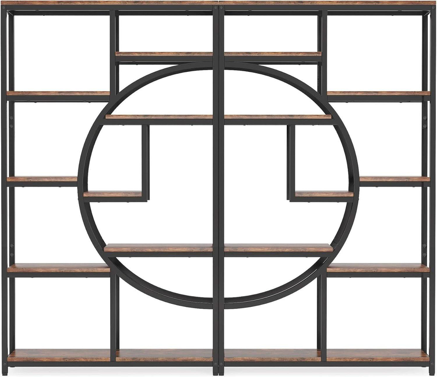 Industrial 5 Tier Etagere Bookcase Brown Rustic Finish
