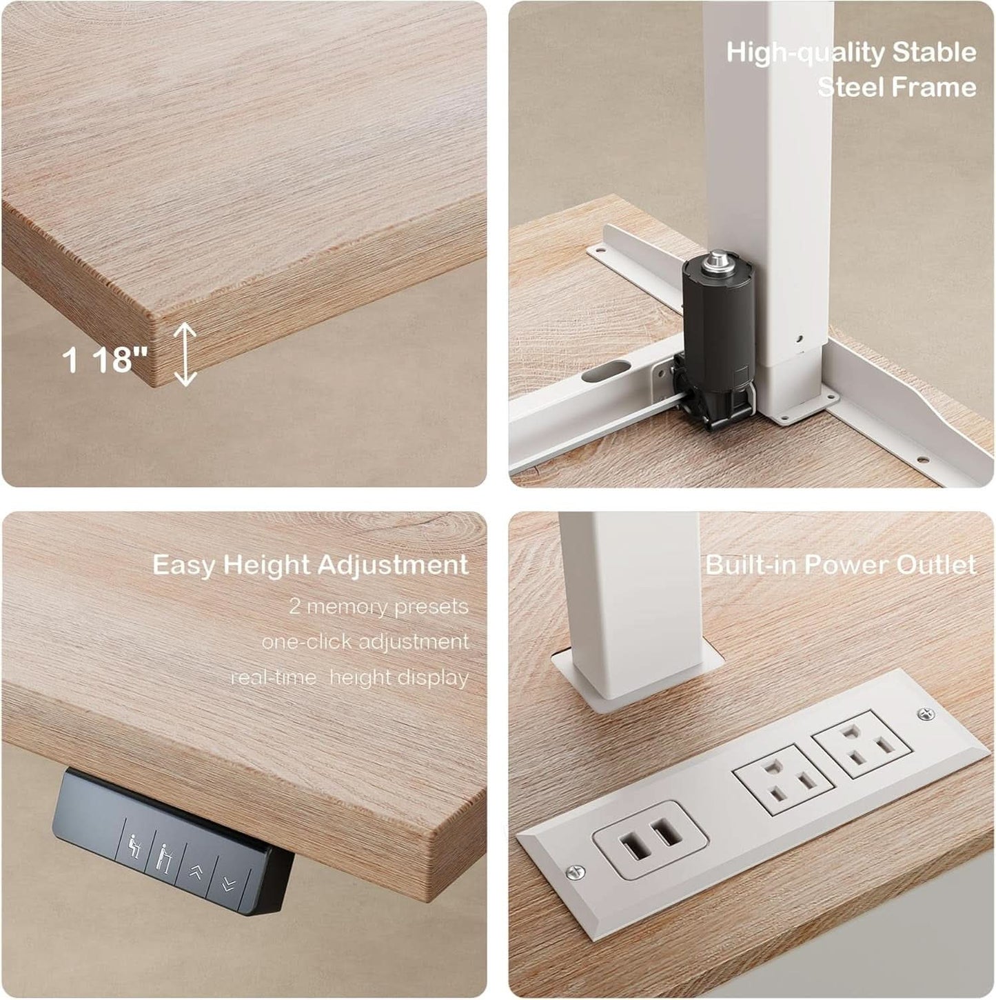 71 Inch L Shaped Standing Desk With USB Walnut Finish