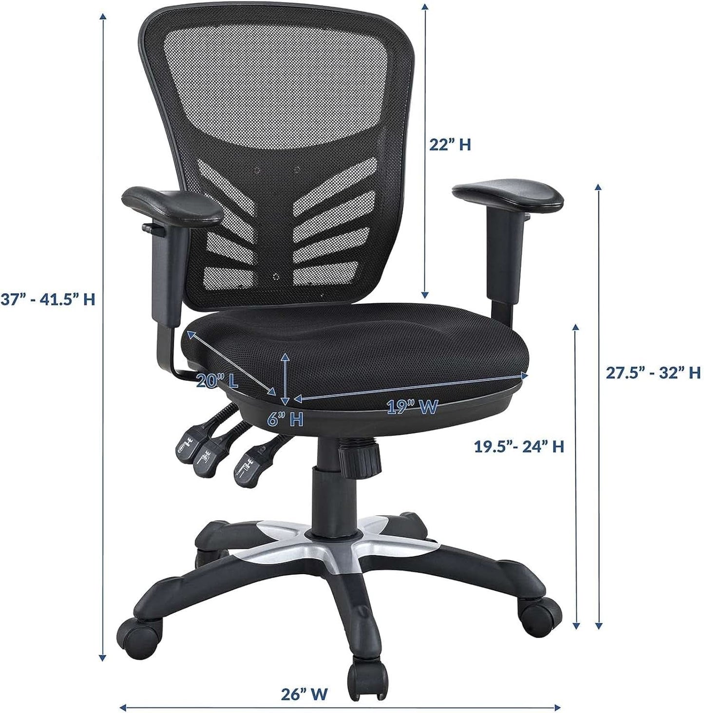 Articulate Ergonomic Mesh Office Chair Black Lumbar Support