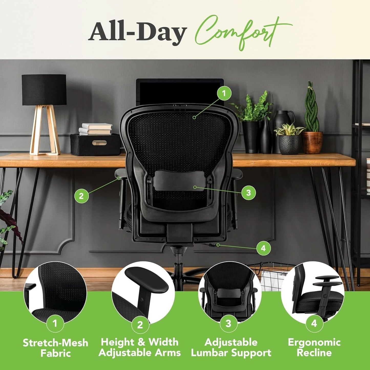 Wave Big And Tall Office Chair 450 Lb Capacity Ergonomic