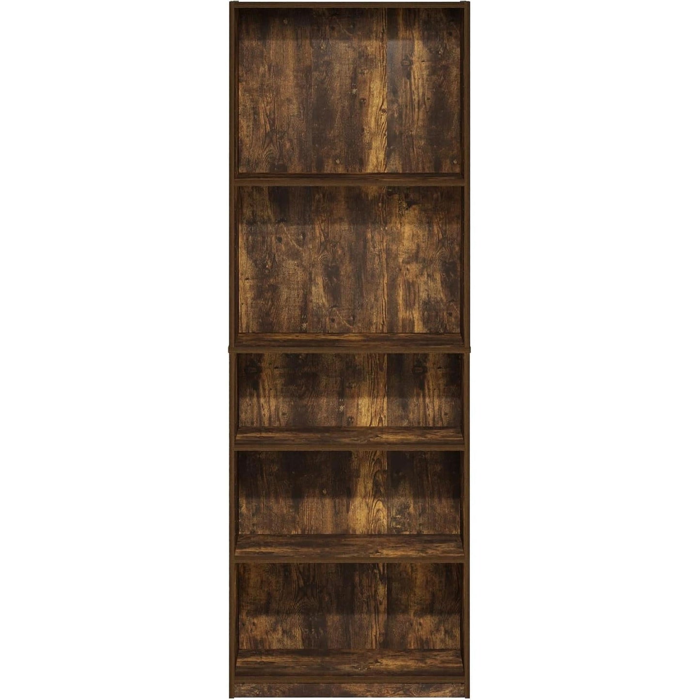 Adjustable 5 Tier Amber Pine Bookcase Living Room Storage