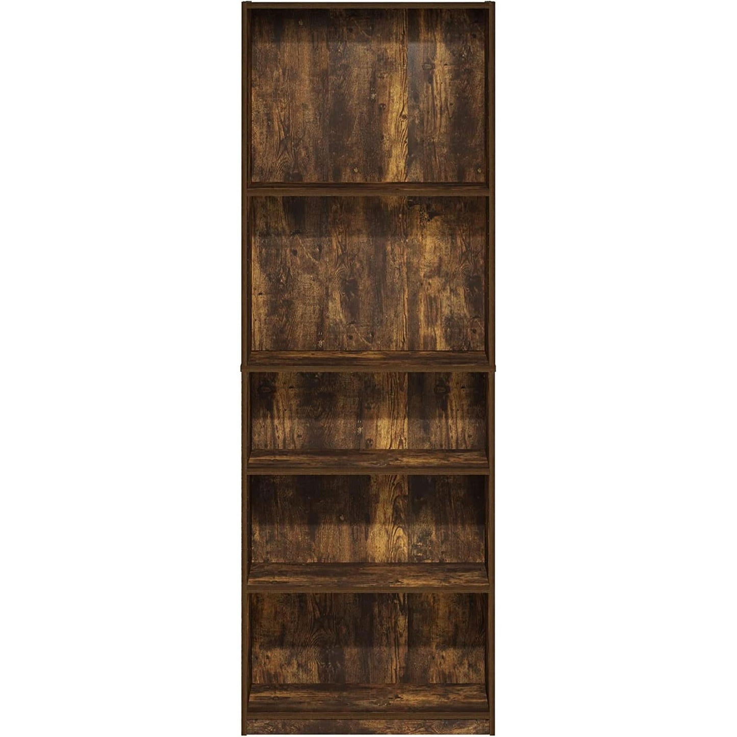 Amber Pine Adjustable 5-Tier Bookcase With Durable Shelves