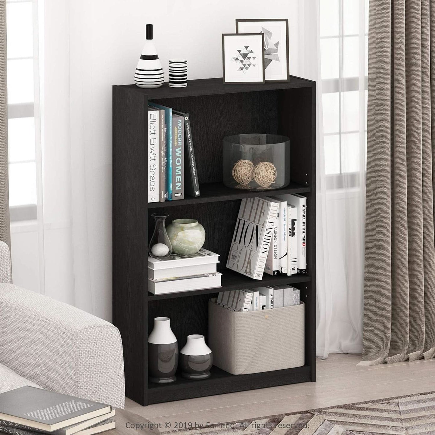 3 Tier Adjustable Bookcase For Home Office Storage
