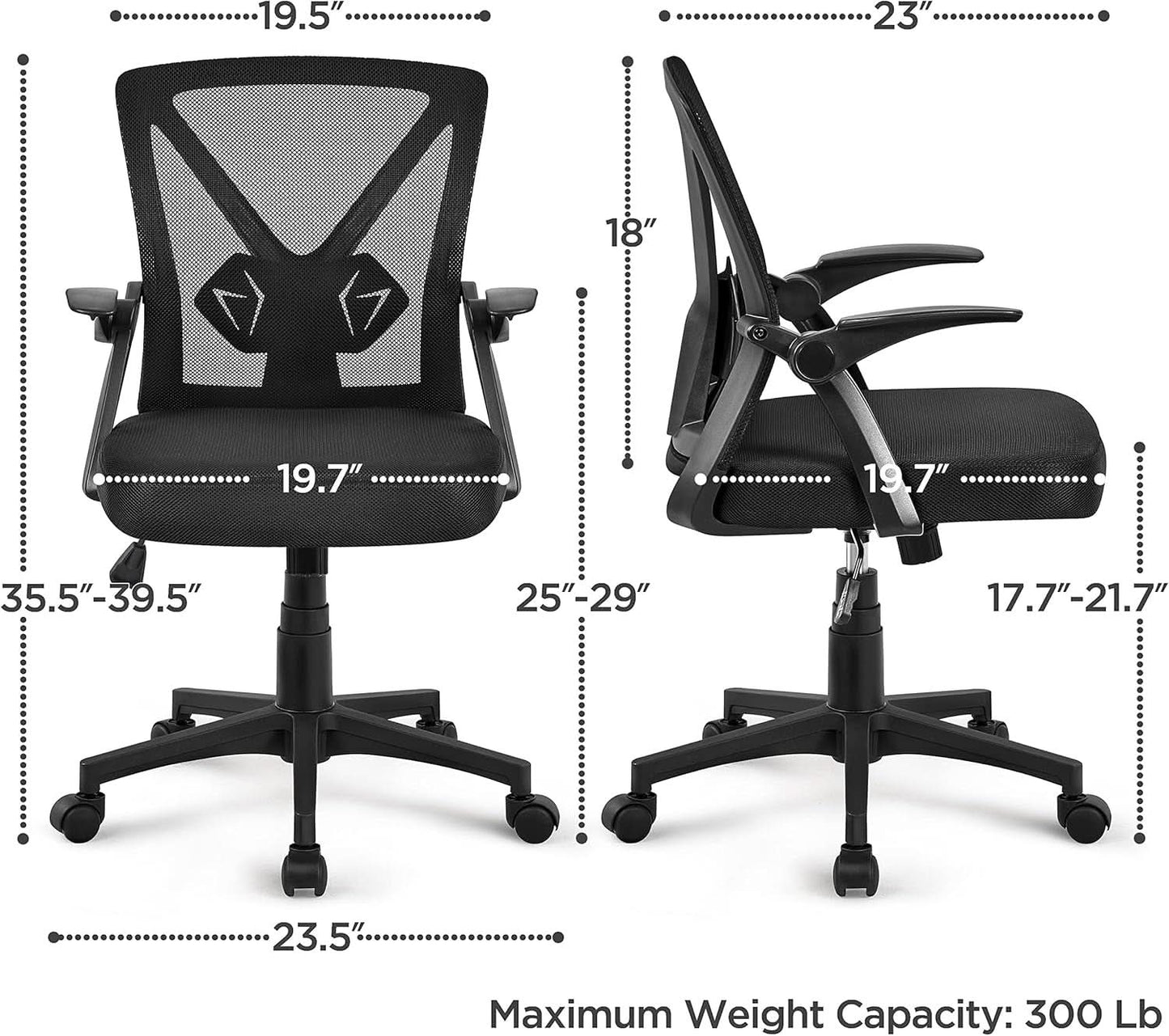 Black Ergonomic Mesh Office Chair With Adjustable Height