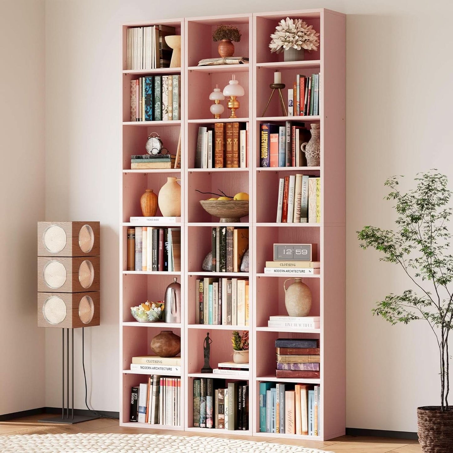 Tall Narrow Eight Tier Corner Bookcase For Home Office