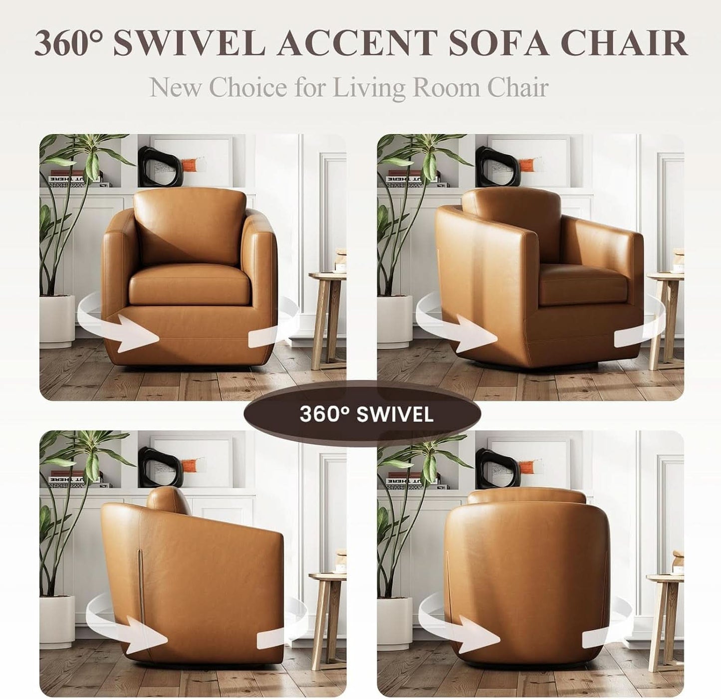 Brown 360 Degree Swivel Premium Upholstered Chairs