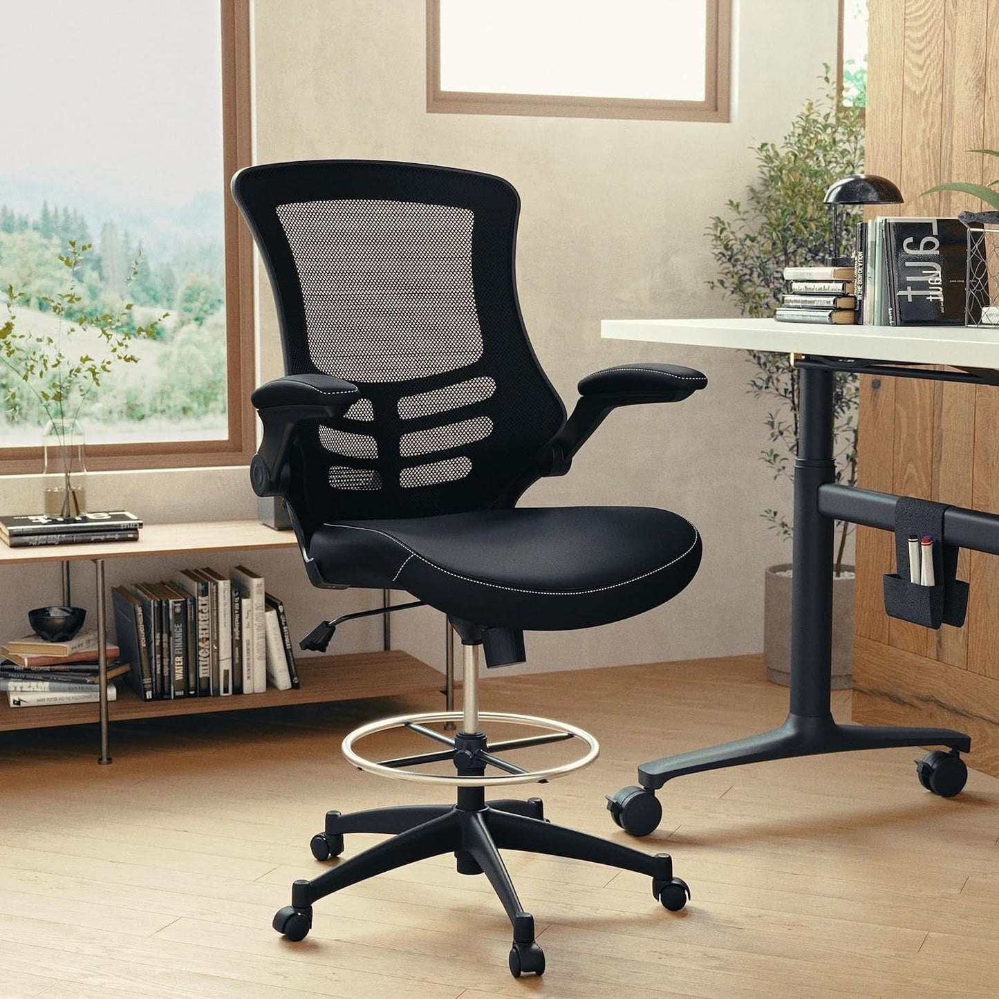 Kelista Mid Back Swivel Ergonomic Office Chair Black