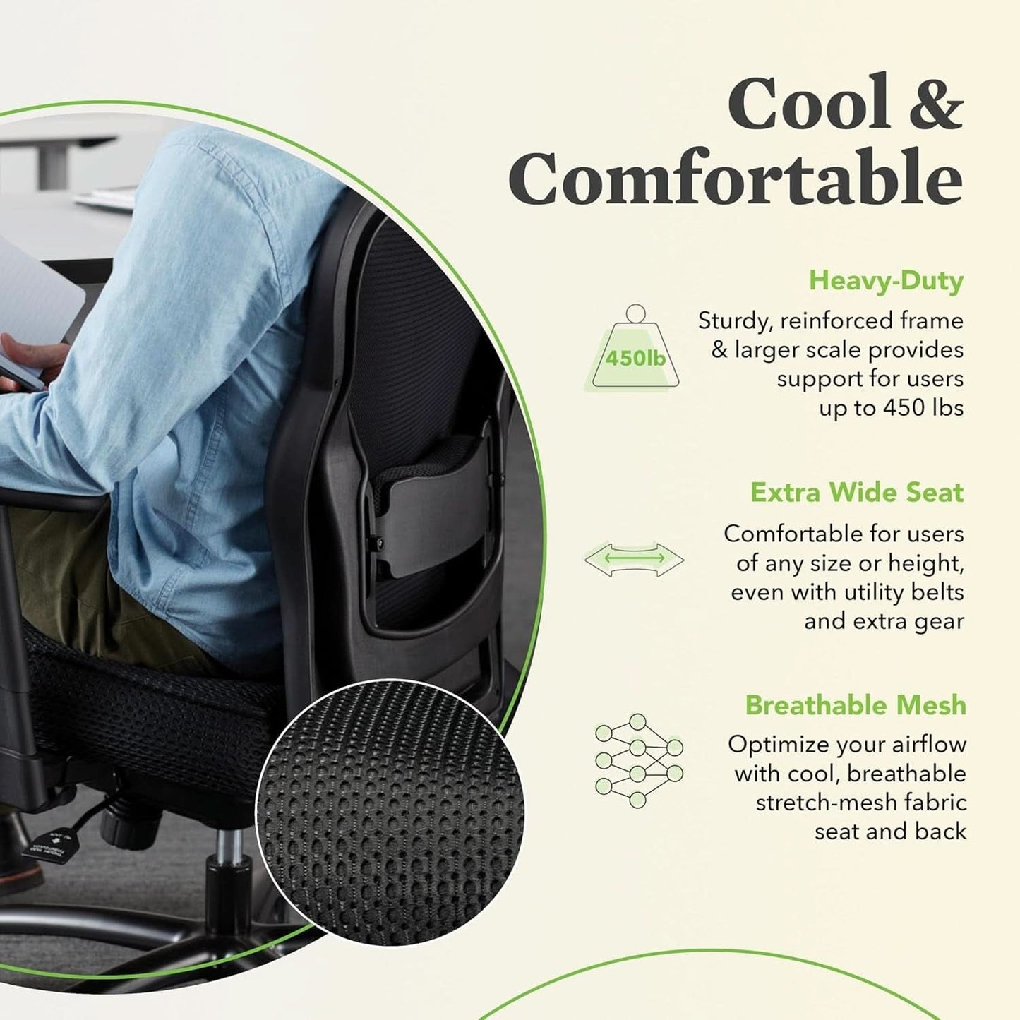 Wave Big And Tall Office Chair 450 Lb Capacity Ergonomic