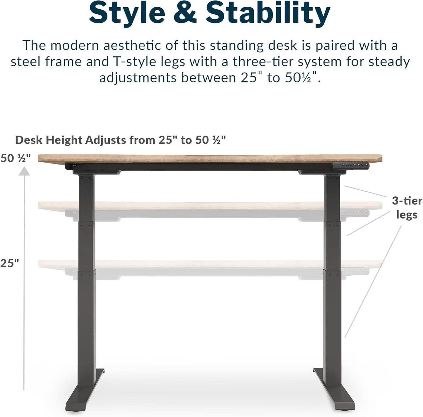 Electric Height Adjustable Standing Desk 54 By 26 Inches Reclaimed Wood