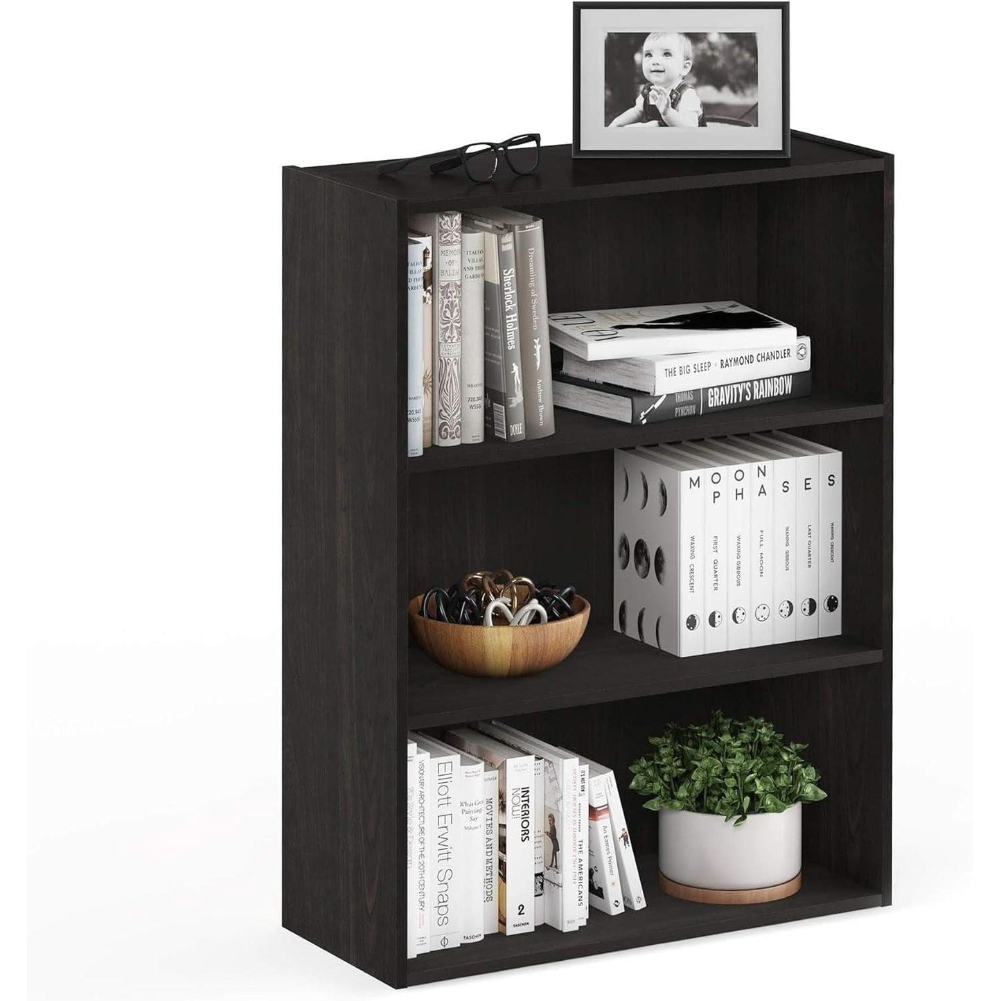 Pasir 3 Tier Open Shelf Bookcase In Espresso Finish