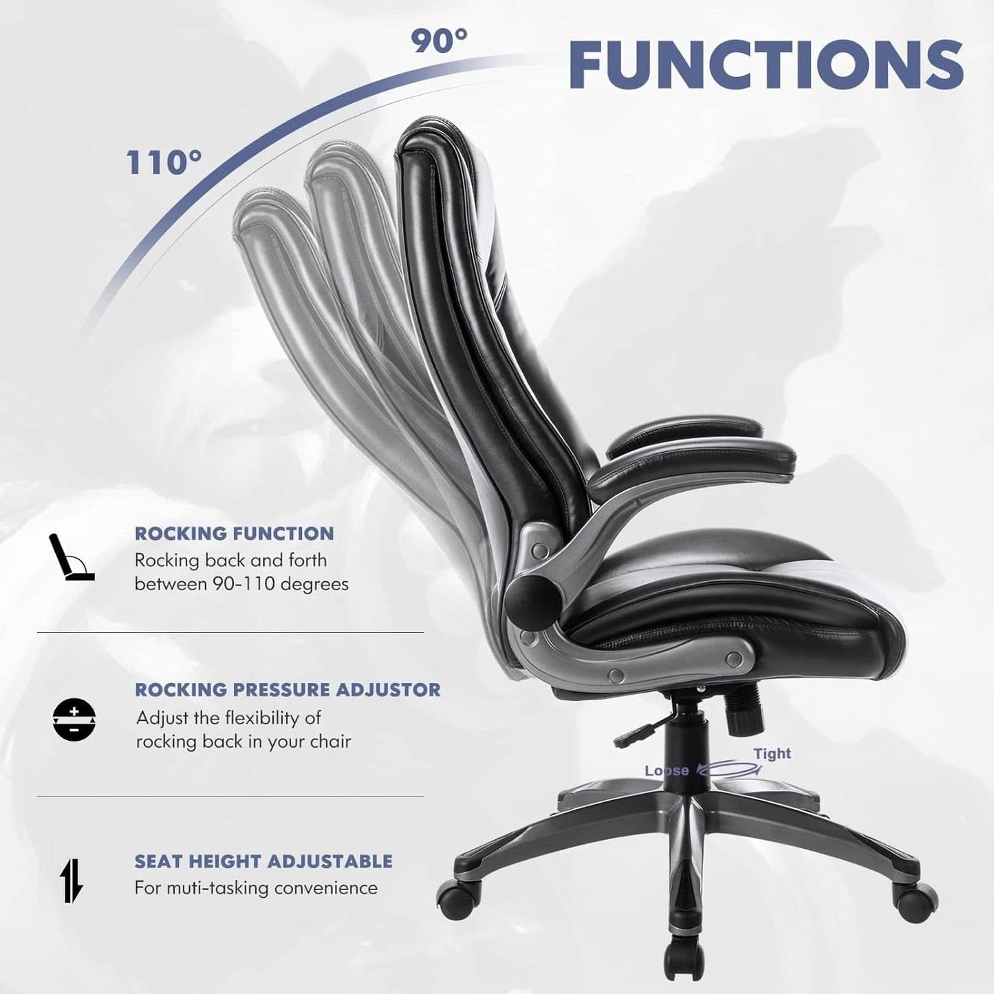 Bonded Leather Executive Office Chair Black High Back