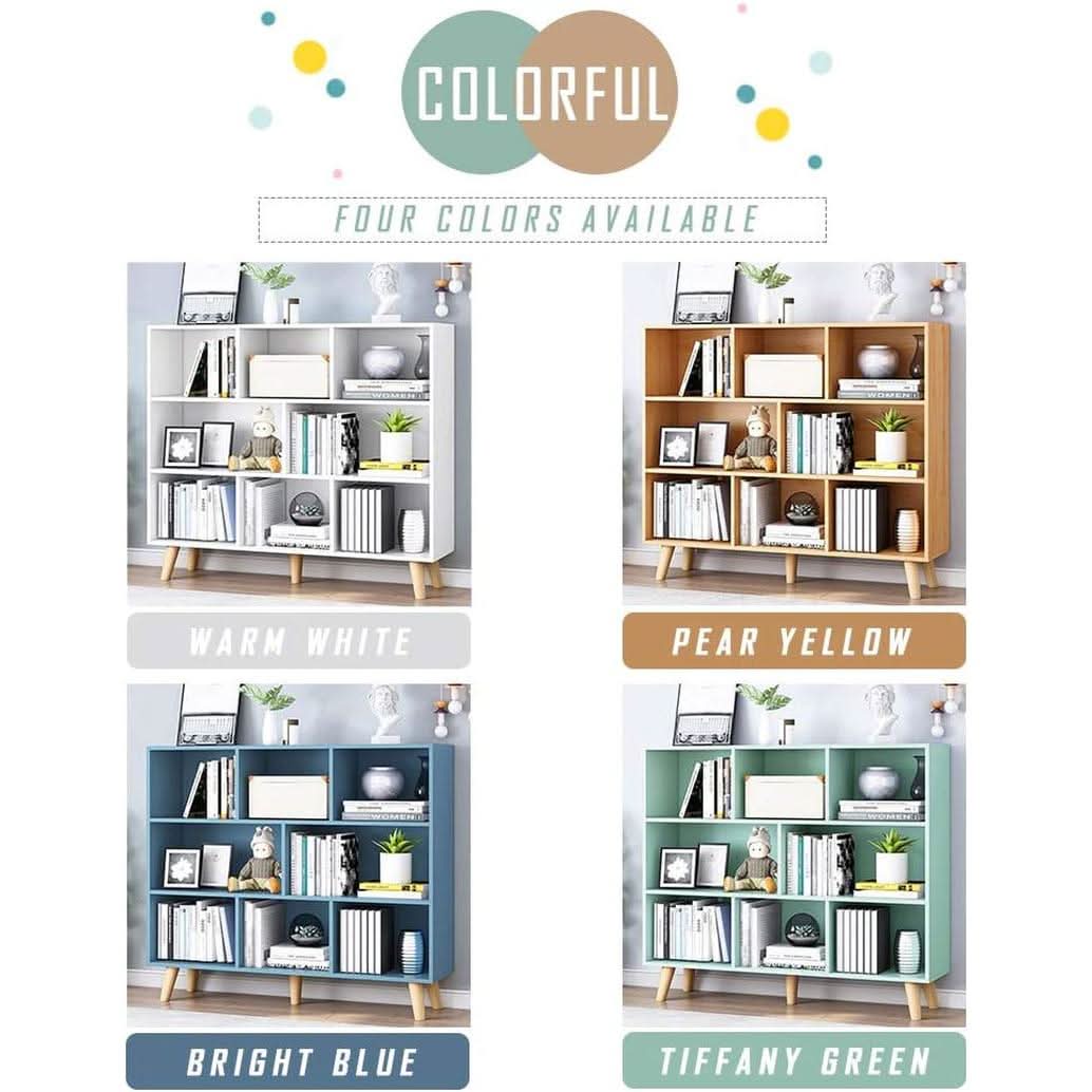 Pear Yellow 3 Tier Wooden Open Shelf Bookcase With Legs